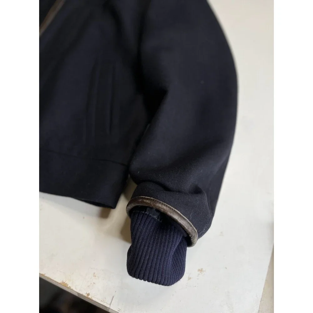 BULLOCK & JONES Men Sz 40 Bomber Jacket Thick Wool Windproof Italy (Ret.$1,100)
